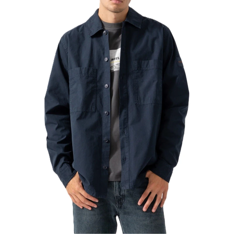 Image of Boss Mens Locky M Long Sleeve Oxford Shirt Dark Blue male S