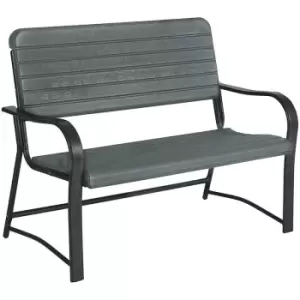 Image of Outsunny Garden Bench Double Chair 2 Seater Loveseat for Outdoor Dark Green - Atrovirens, Black