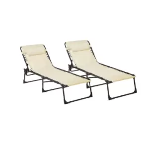 Image of Neo Pair of Black Outdoor Garden Folding Sun Loungers