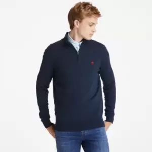 Image of Timberland Williams River Zip-neck Sweater For Men In Navy, Size L