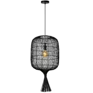 Image of Lucide GARVE - Rattan Pendant Light - Ø40cm - 1xE27 - Black