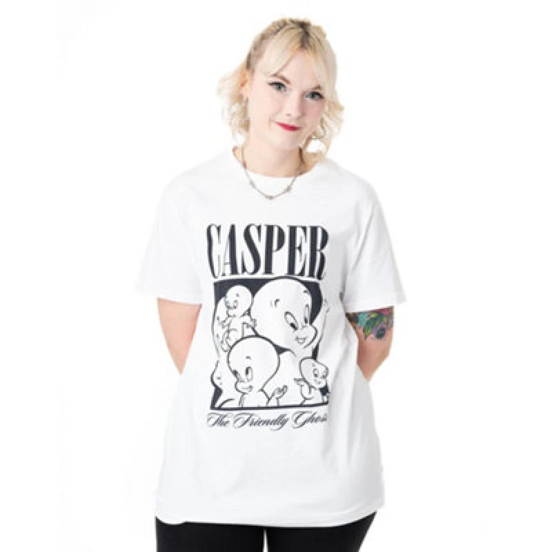 Image of Casper The Friendly Ghost Casper The Friendly Ghost Short Sleeved T-Shirt in White Size: 2X-large White XXL Unisex 5063203915576
