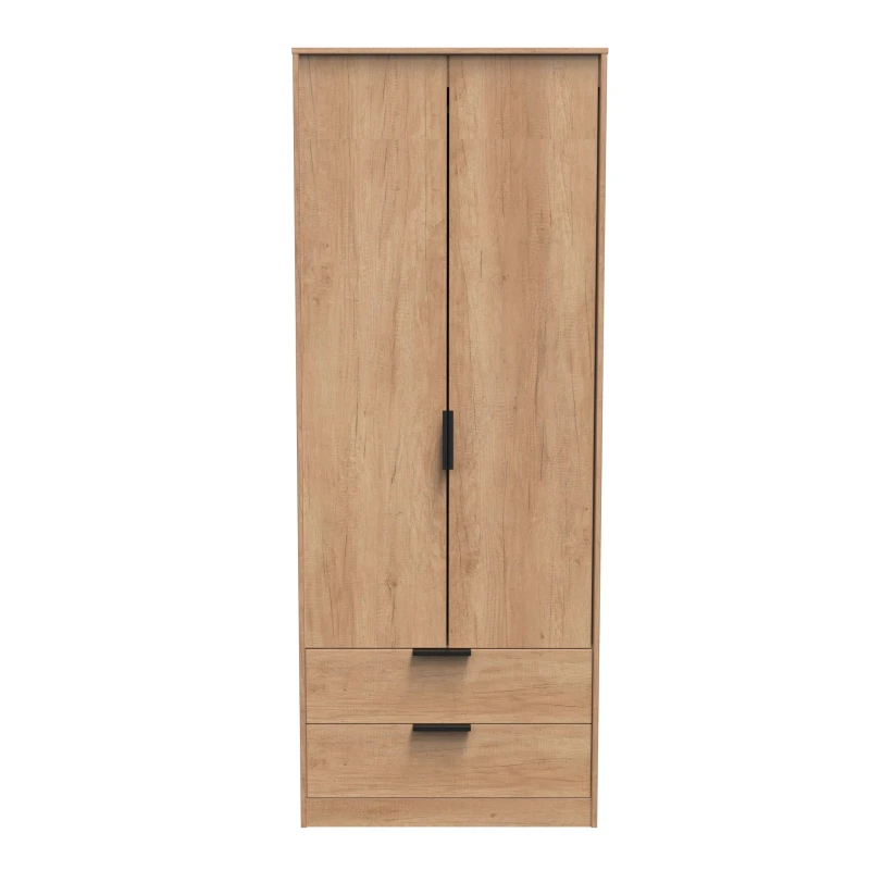 Image of Fuji 2 Door 2 Drawer Wardrobe In Nebraska Oak (Ready Assembled)