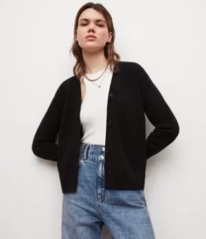 Image of AllSaints Womens Rufa Cardigan, Black, Size: S