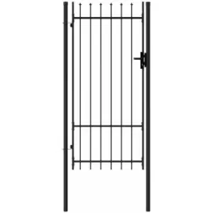 Image of Fence Gate Single Door with Spike Top Steel 1x2 m Black Vidaxl Black