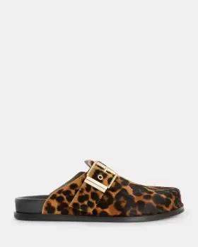 Image of AllSaints Venus Leopard Print Mule Slip On Shoe