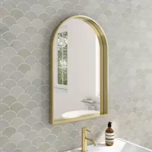 Image of Arched Brushed Brass Bathroom Mirror - 500 x 750mm - Empire