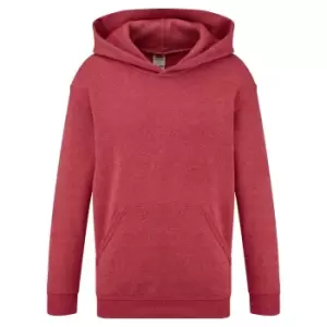 Image of Fruit Of The Loom Childrens Unisex Hooded Sweatshirt / Hoodie (5-6) (Heather Red)