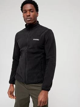 Image of Jack & Jones Zip Through Fleece Sweat Top - Black Size M Men