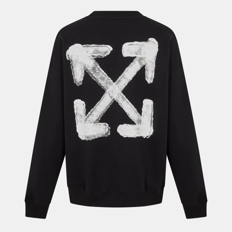 Image of Off White Mens Skate Graphic Relaxed Fit Crew Sweatshirt Black-White male XS