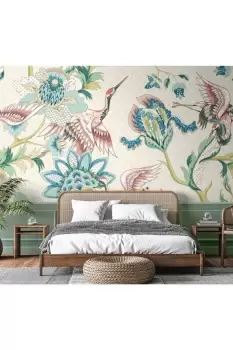 Image of Cranes in Flight Cream Matt Smooth Paste the Wall Mural 350cm wide x 280cm high