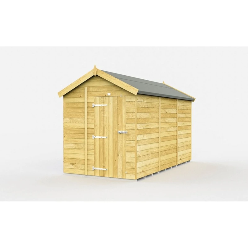 Image of Buttercup Farm 6 x 12 Feet Apex Shed - Single Door W/O Window - L358 x W175 x H217cm in Brown Brown Unisex