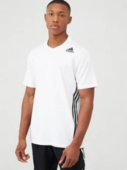 Image of adidas Training 3 Stripe+ T-Shirt - White Size M Men