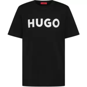 Image of Hugo Dulive White Large Logo Black T-Shirt