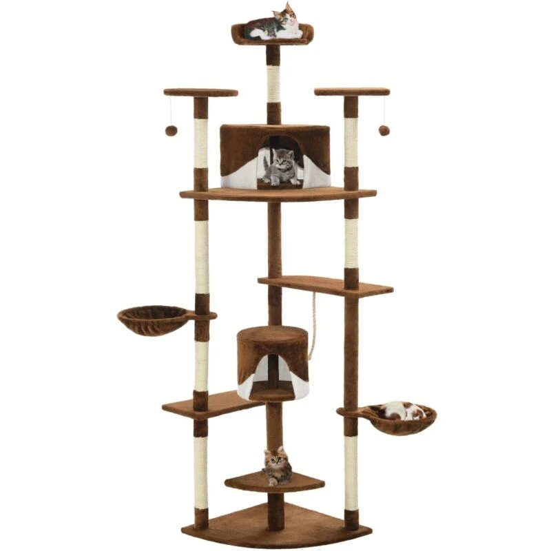 Image of Cat Tree with Sisal Scratching Posts 203cm Brown and White