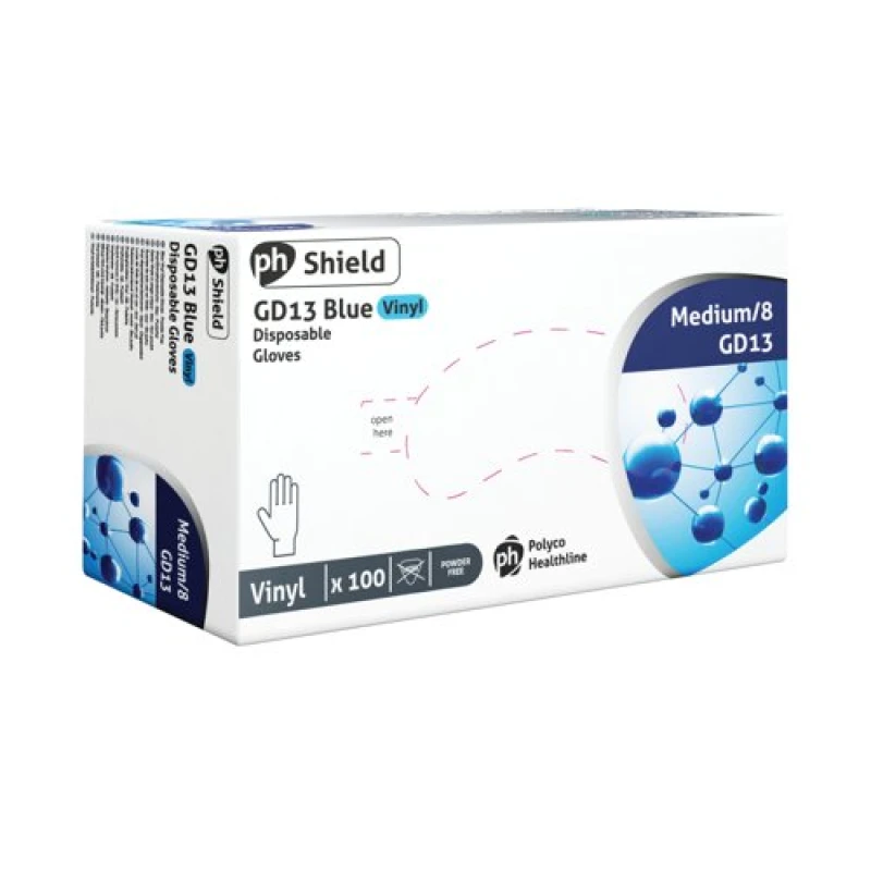 Image of Shield Powder-Free Vinyl Gloves Blue M (100 Pack) GD13-M