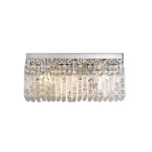 Image of 50x24cm Rectangular Large Wall Lamp, 3 Light E14, Polished Chrome, Crystal