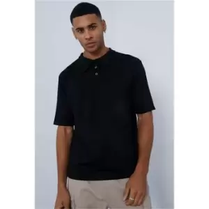 Image of I Saw It First Mens Soft Knit Polo Top - Black
