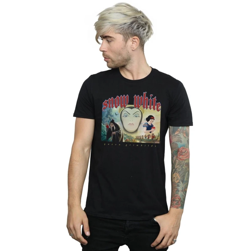 Image of Disney Men Snow White And Queen Grimhilde T-Shirt in Black Size: Small Black S Male 5059114964932