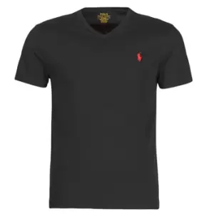 Image of Polo Ralph Lauren T-SHIRT AJUSTE COL V EN COTON LOGO PONY PLAYER mens T shirt in Black - Sizes EU XXL,EU S,EU L