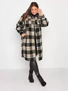 Image of Yours Midi Shacket Brown Check, Brown, Size 30-32, Women