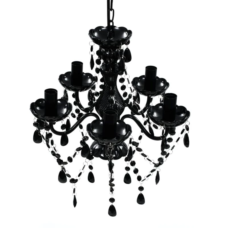 Image of vidaXL Black 5 Bulb Crystal Chandelier
