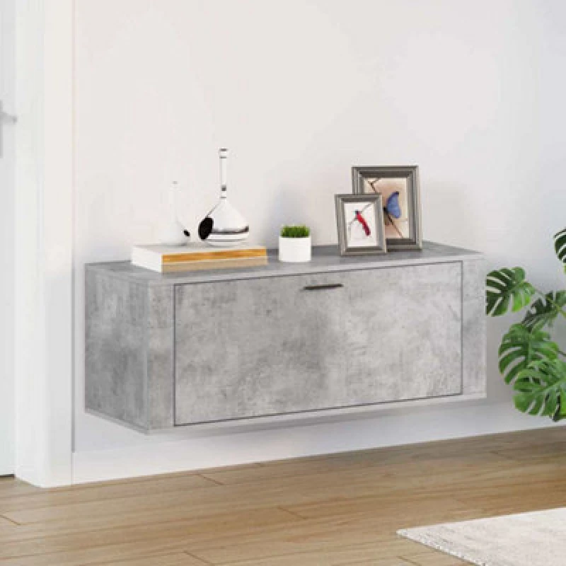 Image of Vidaxl Wall Shoe Cabinet Concrete Grey 100X35X38cm Engineered Wood