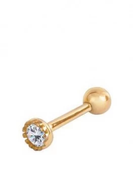 Image of Love Gold 9Ct Gold Tiny Ball Screwback Cubic Zirconia Scalloped Bezel Cartilage Single Stud