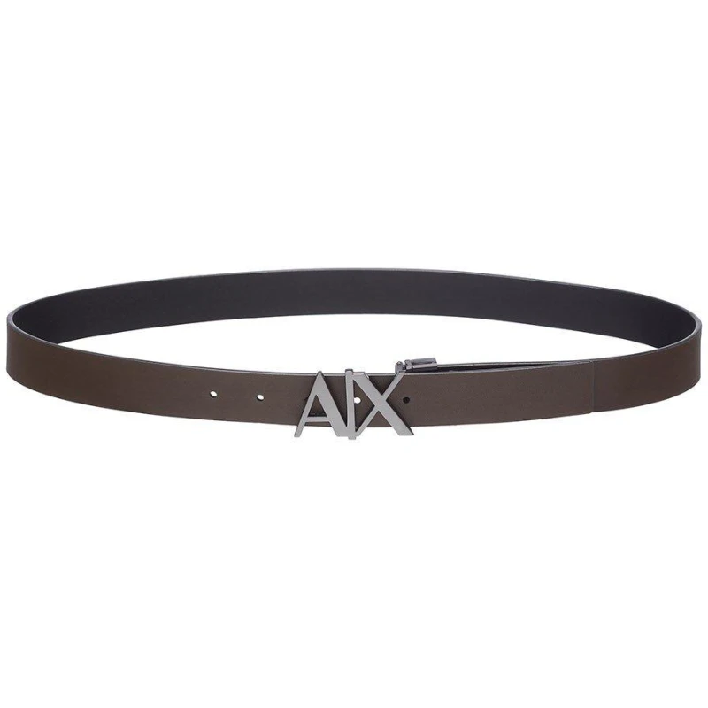 Image of Armani Exchange Cut Out Logo Leather Belt Black/Brn 54120 male 30W