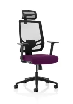 Image of Ergo Twist Bespoke Fabric Seat Tansy Purple Mesh Back with Headrest