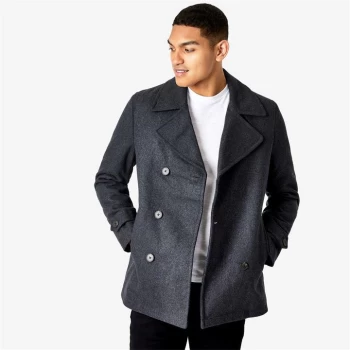 Image of Jack Wills Frith Double Breasted Pea Coat - Charcoal