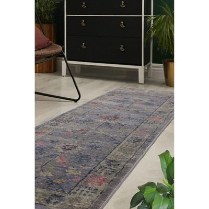 Image of Melrose Astoria Modern Traditional Grey Design Large Indoor Area Runner Rug 068/230Cm
