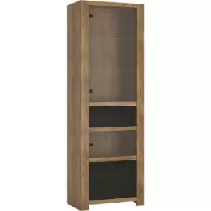 Image of Havana 1 door 1 drawer display cabinet in Lefkas Oak with matte Black fronts - Lefkas Oak with matte Black fronts