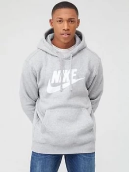 Image of Nike Club Graphic Overhead Hoodie - Dark Grey