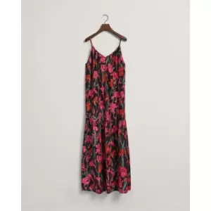Image of Gant Maxi Strap Printed Dress Evening Bl - Blue