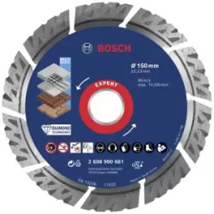 Image of Bosch Accessories 2608900661 EXPERT MultiMaterial Diamond cutting disc Diameter 150 mm Bore diameter 22.23mm Stone, Concrete, Brick