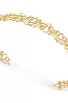 Image of Guess Jewellery Ladies Bracelet. Multi Lotus C Bangle Yellow Gold Tone
