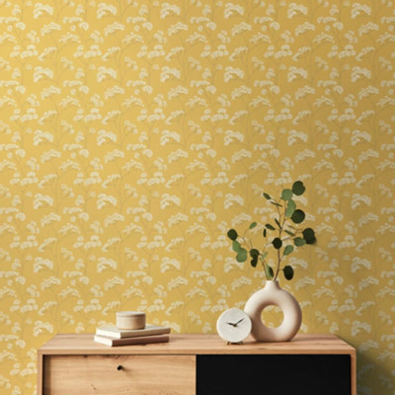 Image of Hoopla Walls Elderflower Trail - Gold 10M Wallpaper