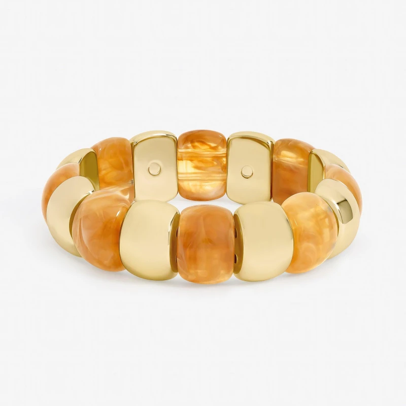 Image of Mood Gold Plated and Resin Stretch Bracelet Gold female One Size