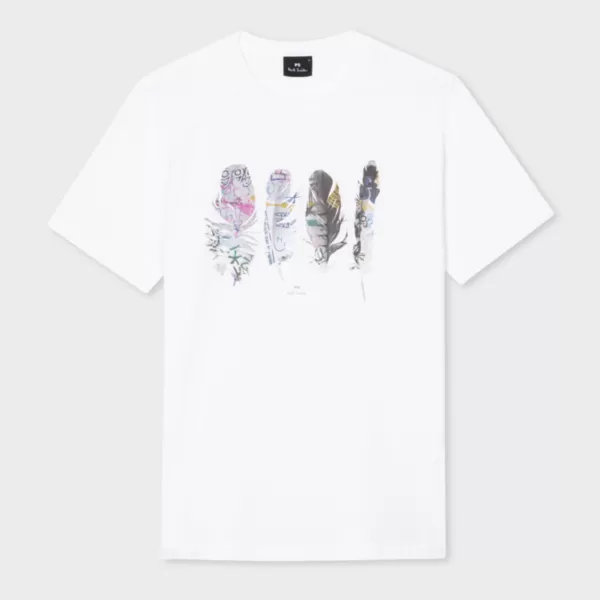 Image of Ps Paul Smith Mens Reg Fit T Shirt Feathers