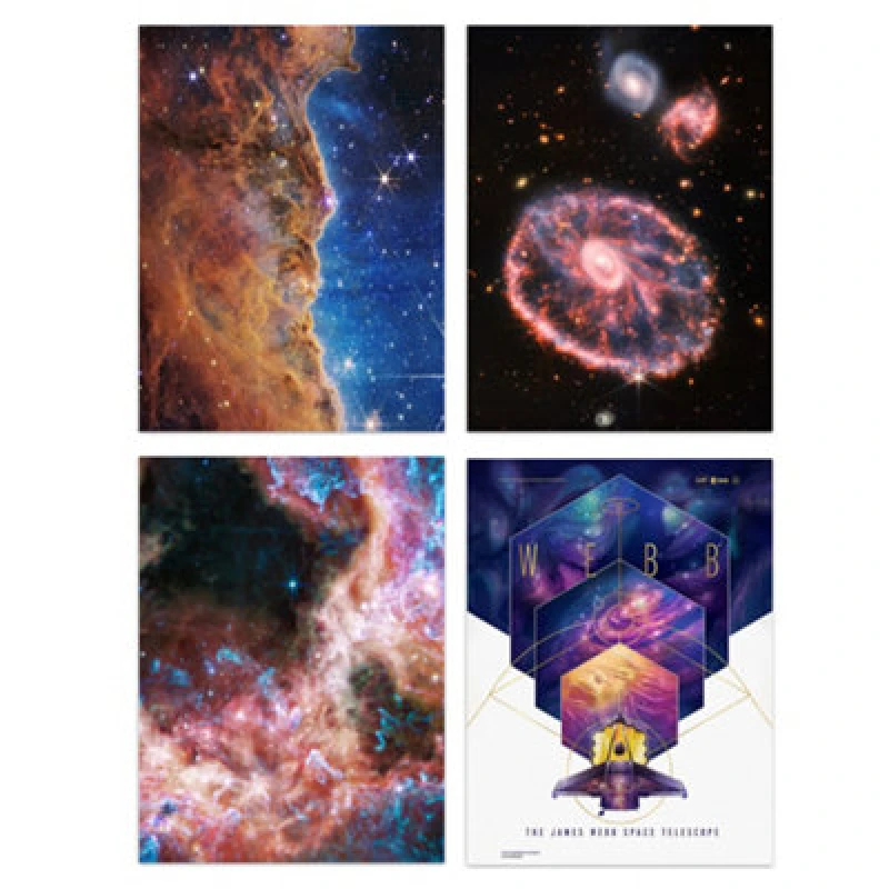 Image of Artery8 Wall Art Print Set Of 4 Nasa James Webb Telescope Images Cosmic Cliffs Carina Nebula Cartwheel Galaxy Cosmic Tarantula