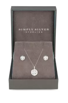 Image of Sterling Silver 925 Cubic Zirconia Knot Set - Gift Boxed