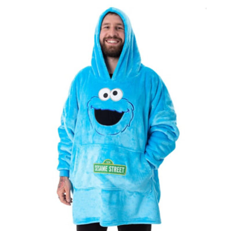 Image of Sesame Street Sesame Street Blanket Hoodie in Blue Blue One Size Unisex 5063203039203