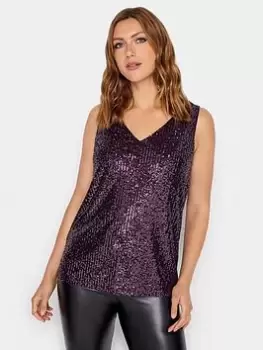 Image of Long Tall Sally Purple Sequin Swing Vest Top, Purple, Size 18, Women
