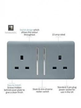 Image of Trendiswitch 2G 13A Switched Socket Cool Grey
