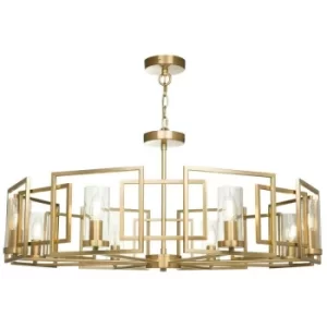 Image of Bowi Cylindrical Ceiling Pendant Lamp Gold, 8 Light, E14