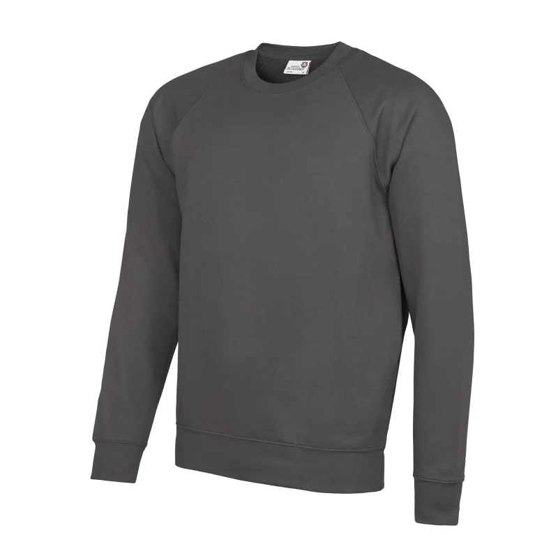 Image of AWDis AWDis Men Academy Crew Neck Raglan Sweatshirt in Charcoal Size: X-Small Charcoal XS Male 5057080143016