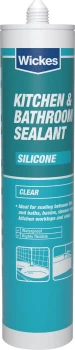 Image of Wickes Kitchen and Bathroom Silicone Sealant - Clear 310ml
