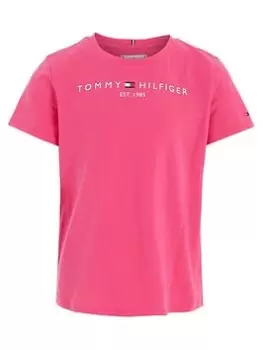 Image of Tommy Hilfiger Girls Essential T-Shirt - Hot Magenta, Pink, Size Age: 12 Years, Women