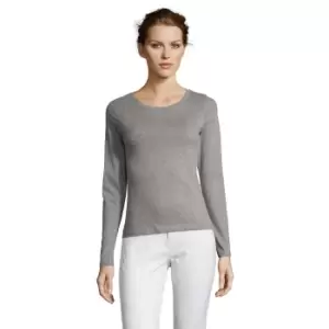 Image of SOLS Womens/Ladies Majestic Long Sleeve T-Shirt (L) (Grey Marl)